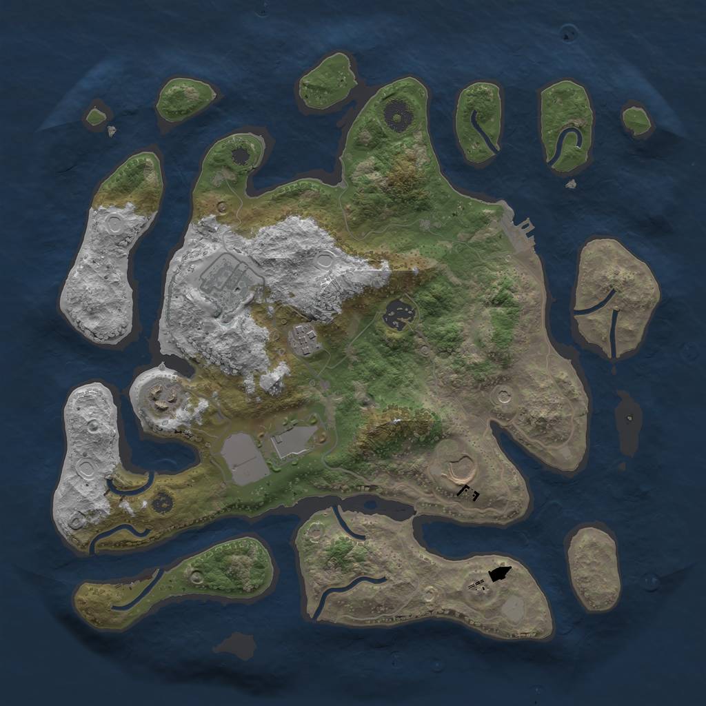 Rust Map: Procedural Map, Size: 3550, Seed: 45262, 13 Monuments