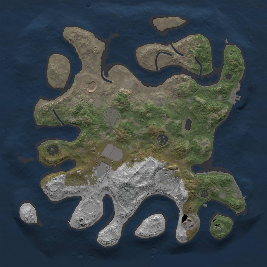Rust Map: Procedural Map, Size: 3550, Seed: 332143, 13 Monuments