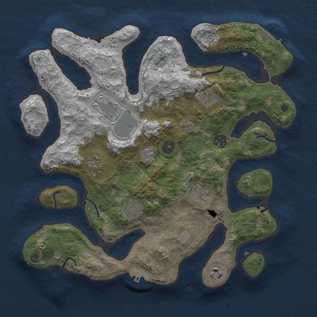 Rust Map: Procedural Map, Size: 3550, Seed: 22279, 16 Monuments