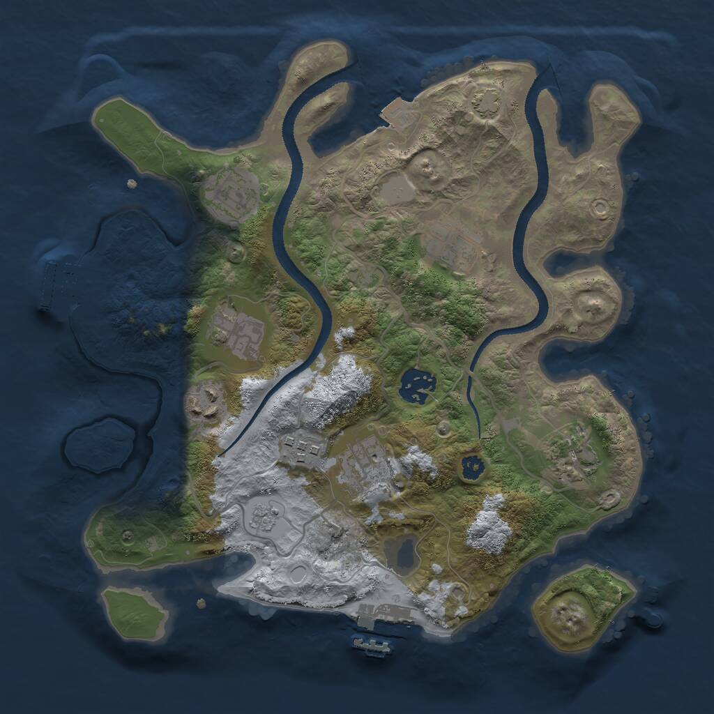 Rust Map: Procedural Map, Size: 3000, Seed: 32074640, 13 Monuments