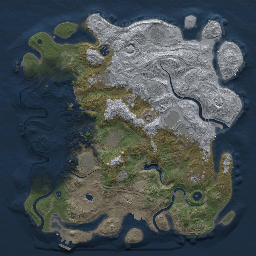 Rust Map: Procedural Map, Size: 4250, Seed: 1166850718, 16 Monuments
