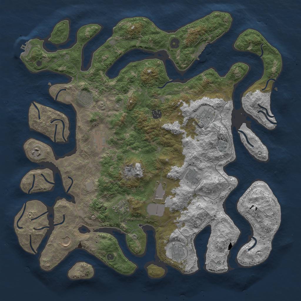 Rust Map: Procedural Map, Size: 4500, Seed: 1220807906, 19 Monuments