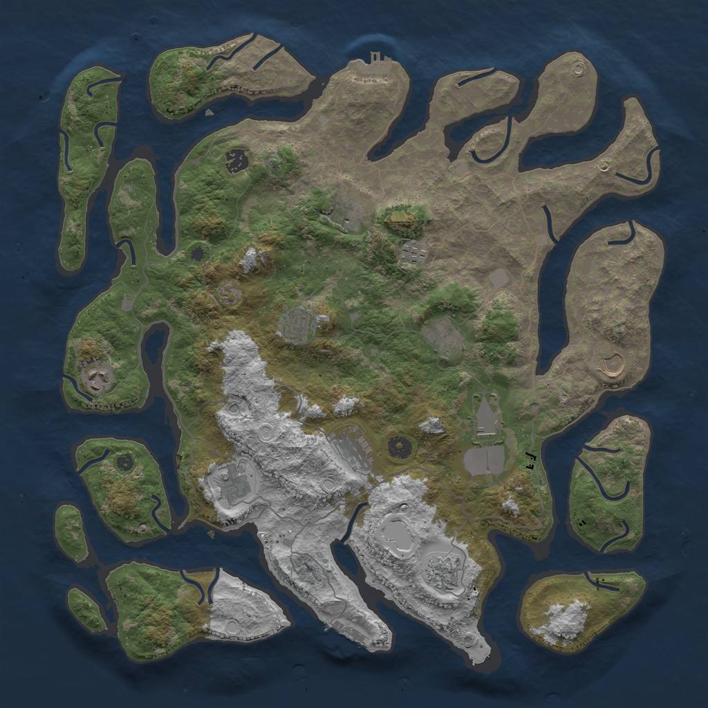 Rust Map: Procedural Map, Size: 4500, Seed: 161548380, 19 Monuments