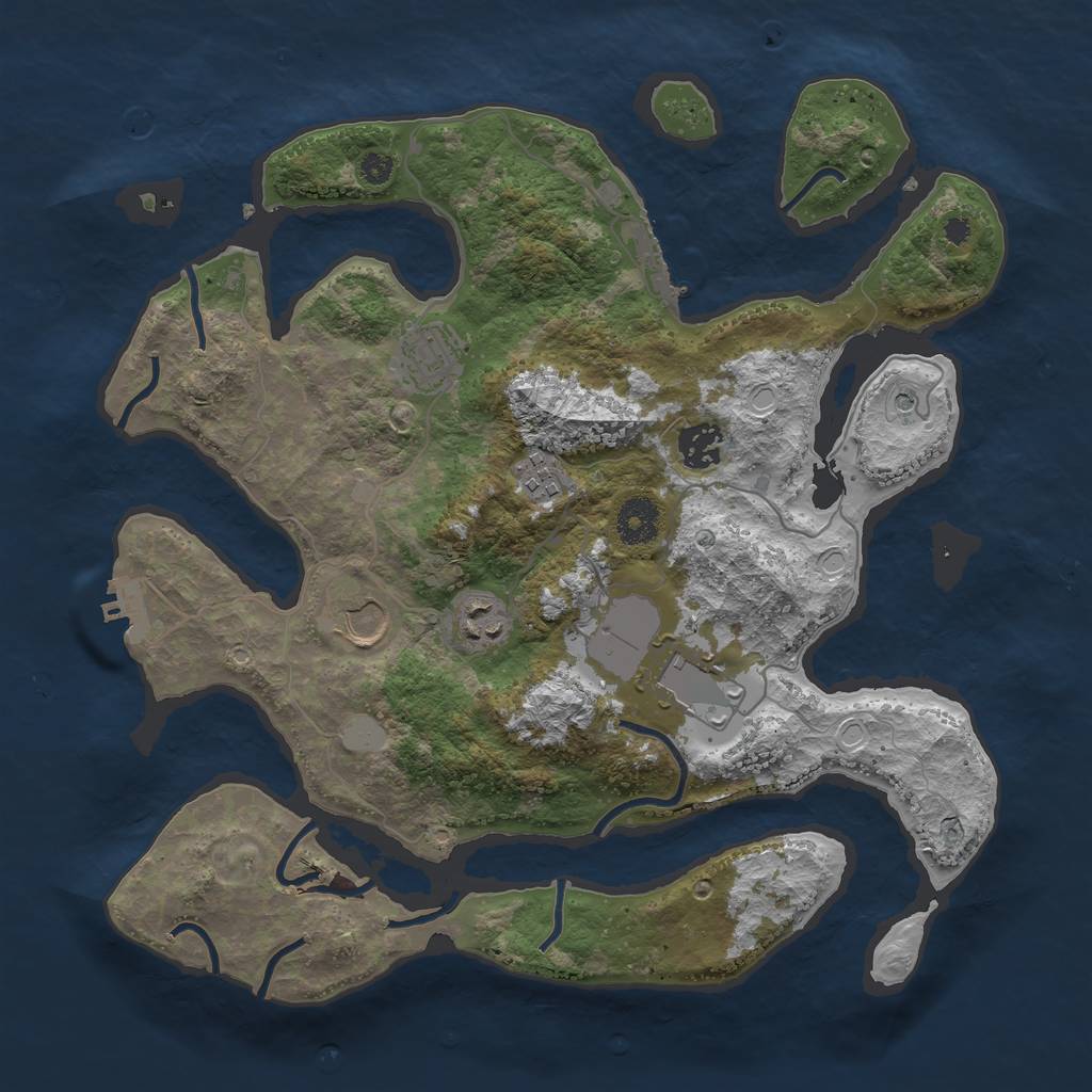 Rust Map: Procedural Map, Size: 3550, Seed: 252295, 14 Monuments
