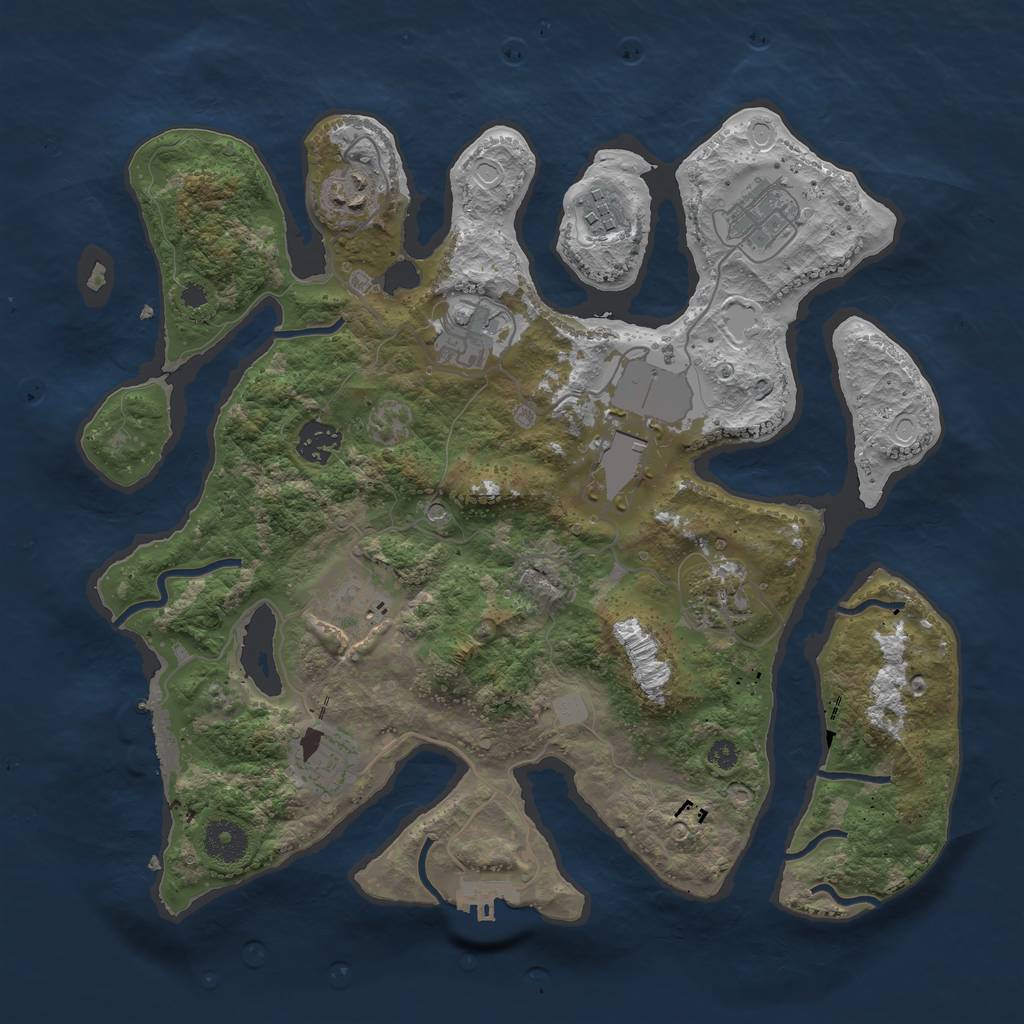 Rust Map: Procedural Map, Size: 3550, Seed: 837511, 17 Monuments