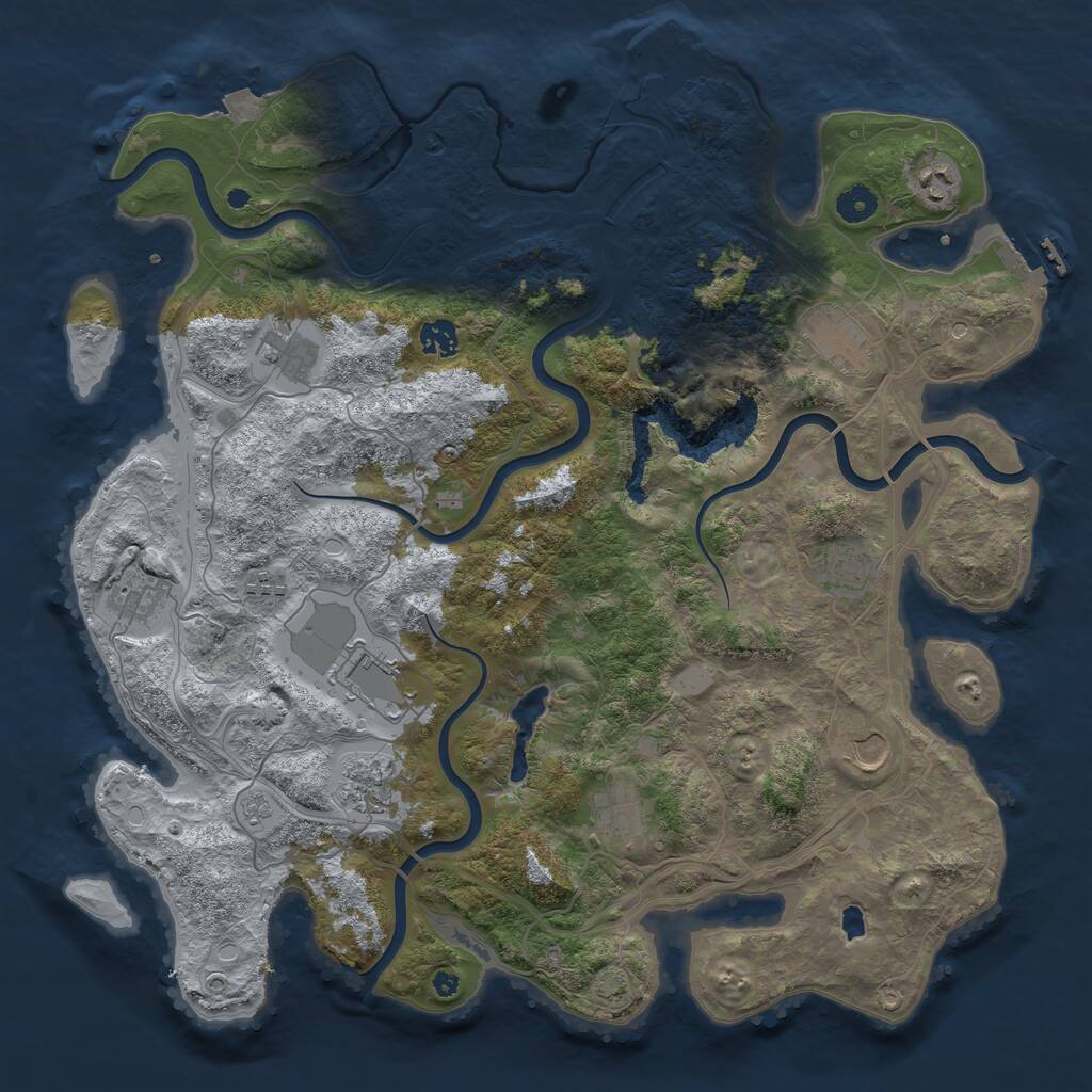 Rust Map: Procedural Map, Size: 4250, Seed: 9077, 17 Monuments