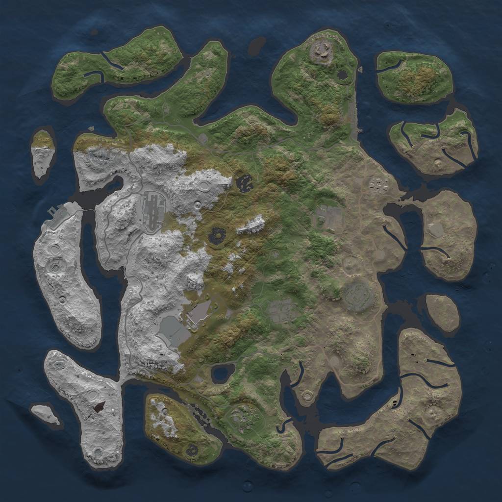 Rust Map: Procedural Map, Size: 4250, Seed: 9077, 17 Monuments