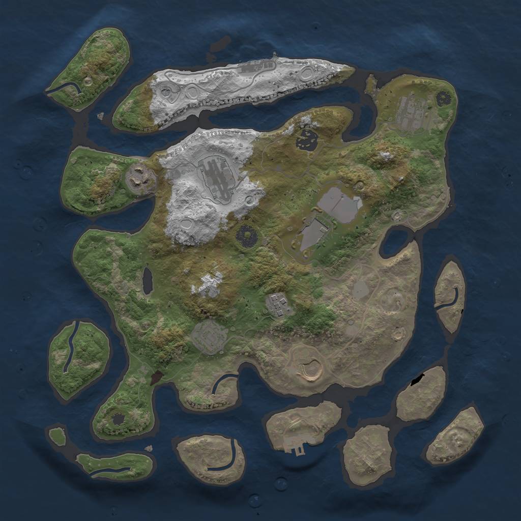 Rust Map: Procedural Map, Size: 3550, Seed: 387919, 16 Monuments