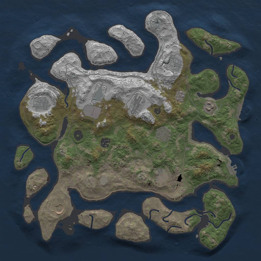 Rust Map: Procedural Map, Size: 4000, Seed: 321123, 17 Monuments