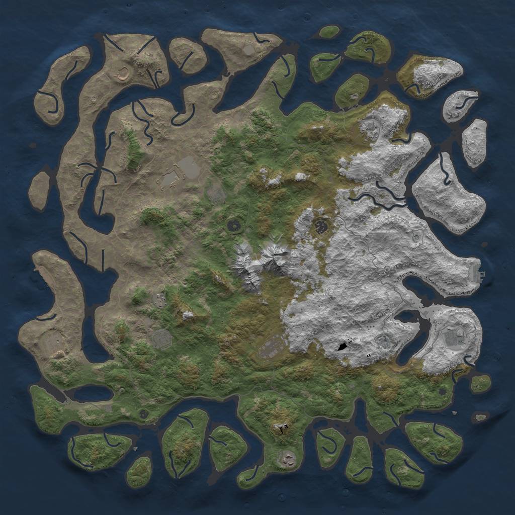 Rust Map: Procedural Map, Size: 6000, Seed: 2525, 19 Monuments