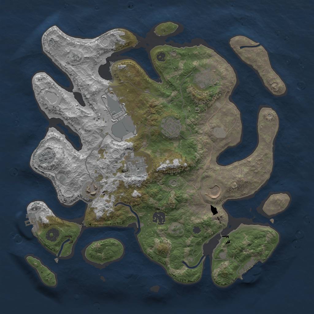 Rust Map: Procedural Map, Size: 3550, Seed: 952560, 16 Monuments
