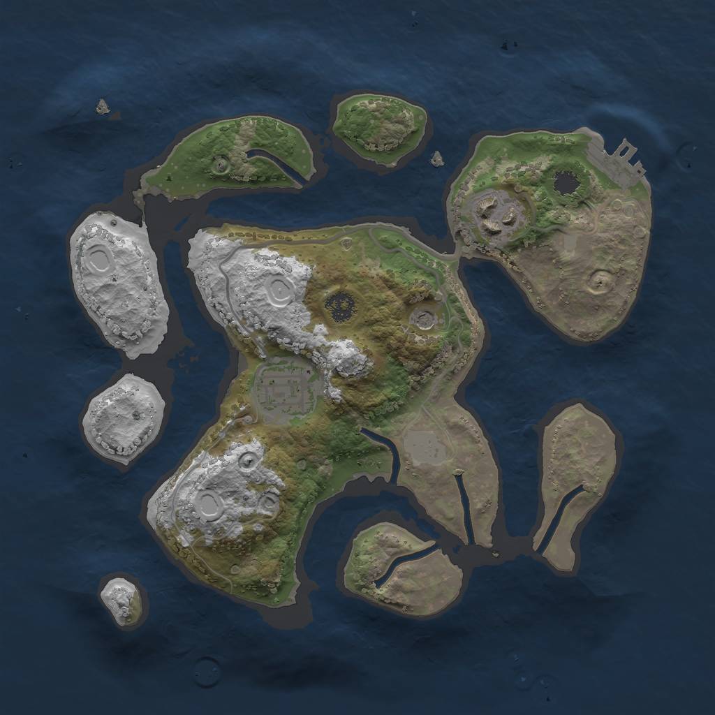 Rust Map: Procedural Map, Size: 2500, Seed: 444455, 9 Monuments