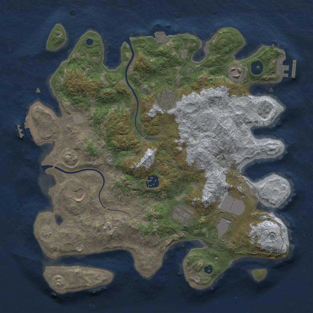 Rust Map: Procedural Map, Size: 3550, Seed: 443318, 13 Monuments