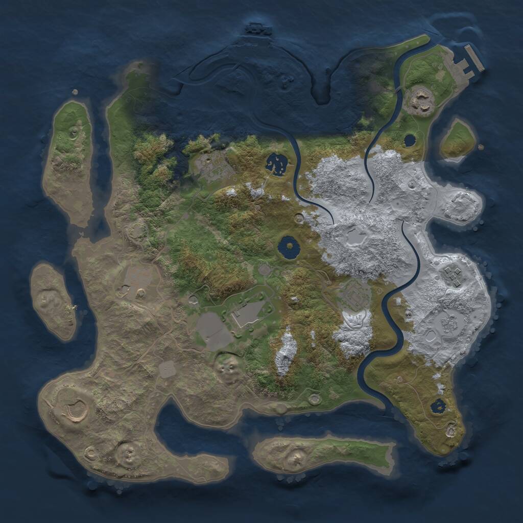 Rust Map: Procedural Map, Size: 3550, Seed: 725236, 14 Monuments