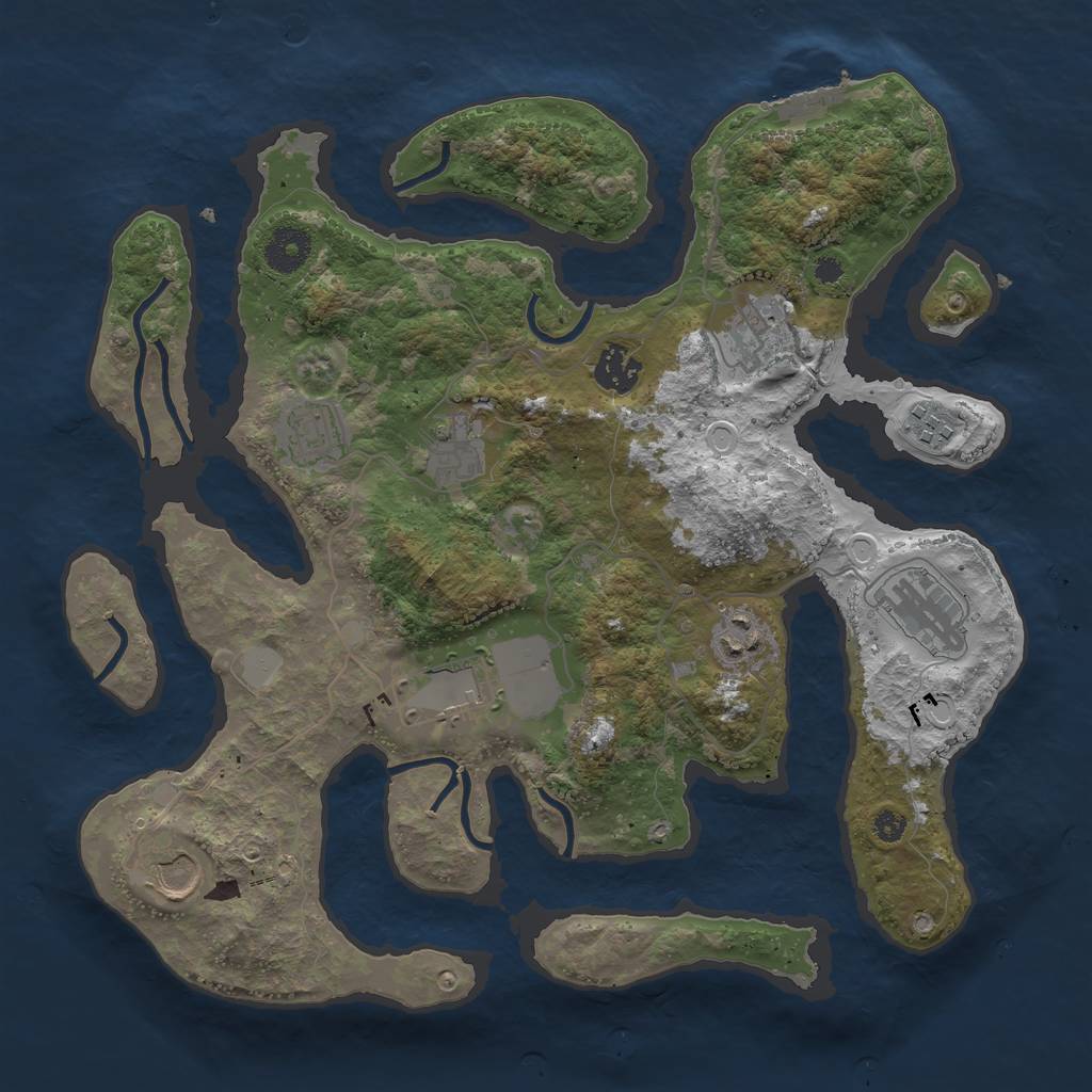 Rust Map: Procedural Map, Size: 3550, Seed: 725236, 15 Monuments