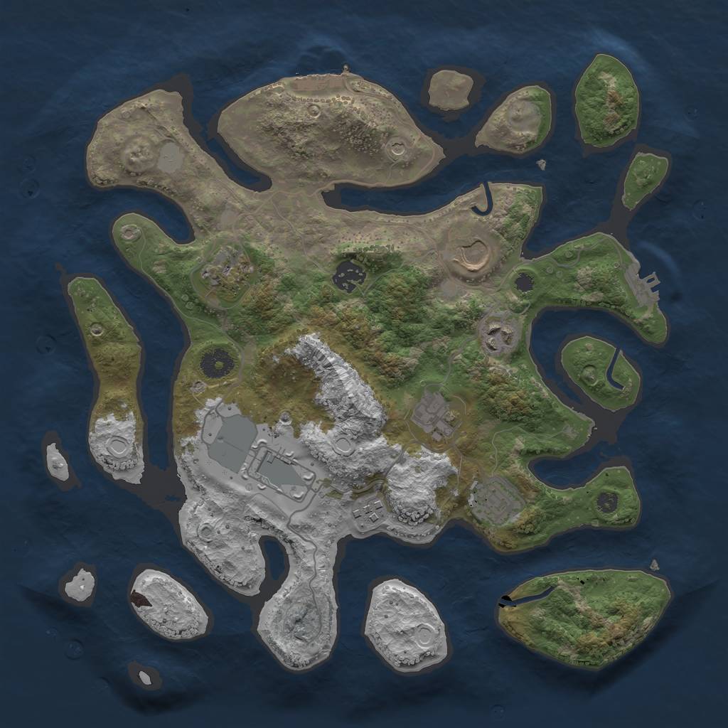 Rust Map: Procedural Map, Size: 3550, Seed: 369782, 16 Monuments