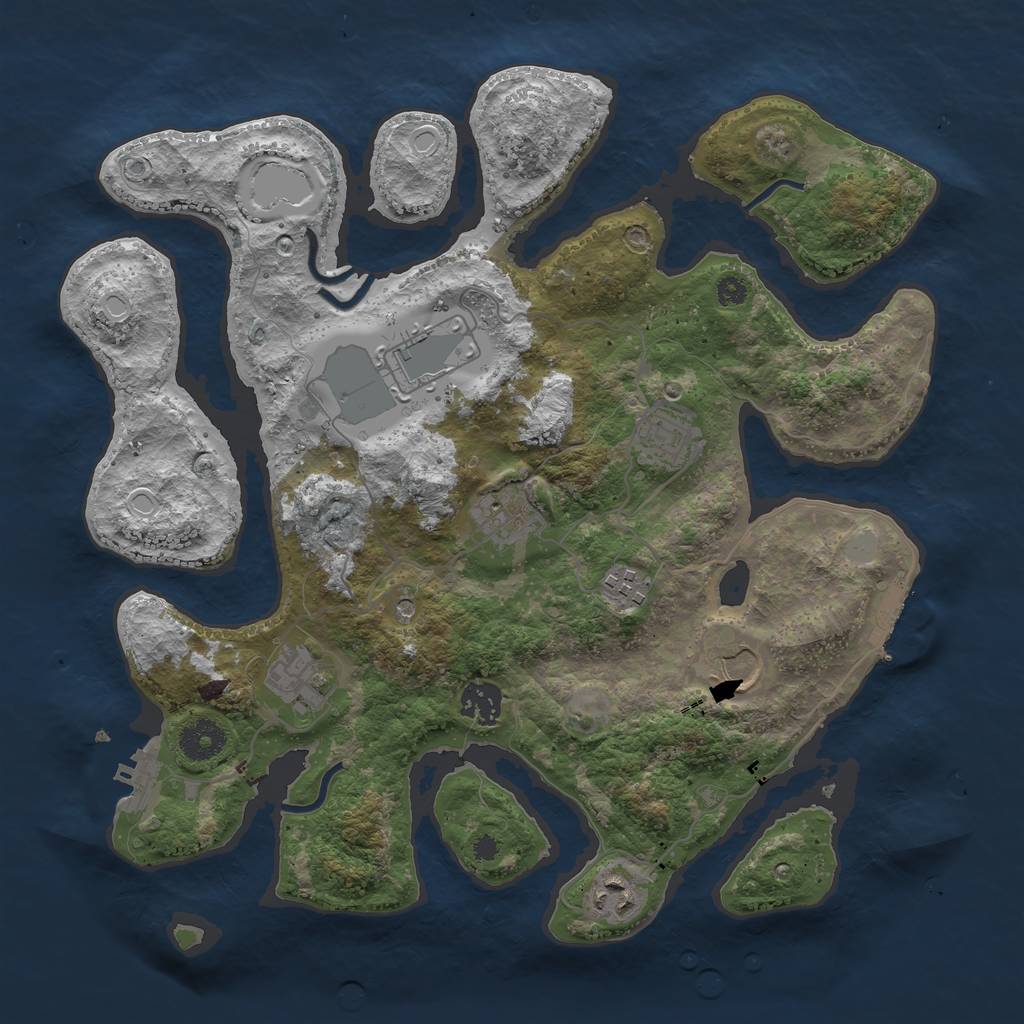 Rust Map: Procedural Map, Size: 3550, Seed: 104187, 16 Monuments