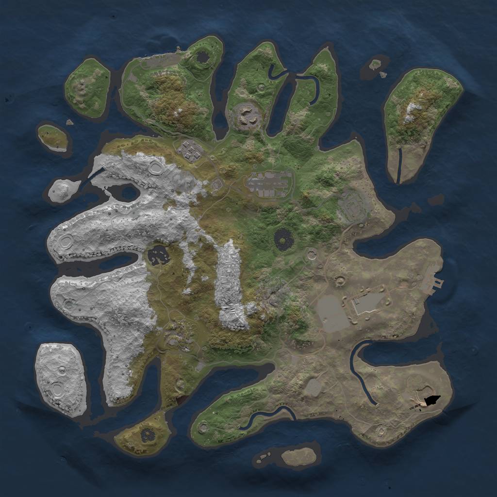 Rust Map: Procedural Map, Size: 3550, Seed: 850291, 16 Monuments