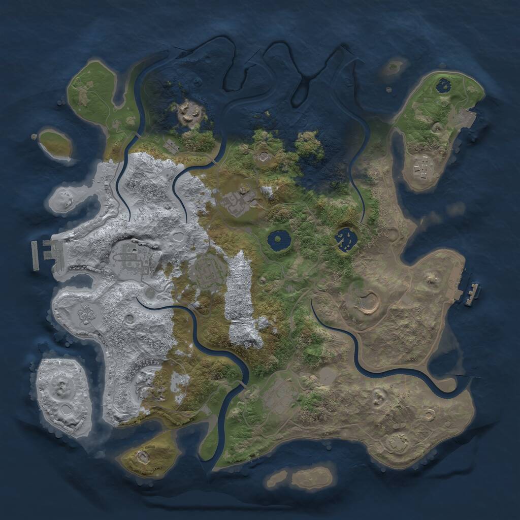 Rust Map: Procedural Map, Size: 3550, Seed: 850291, 15 Monuments