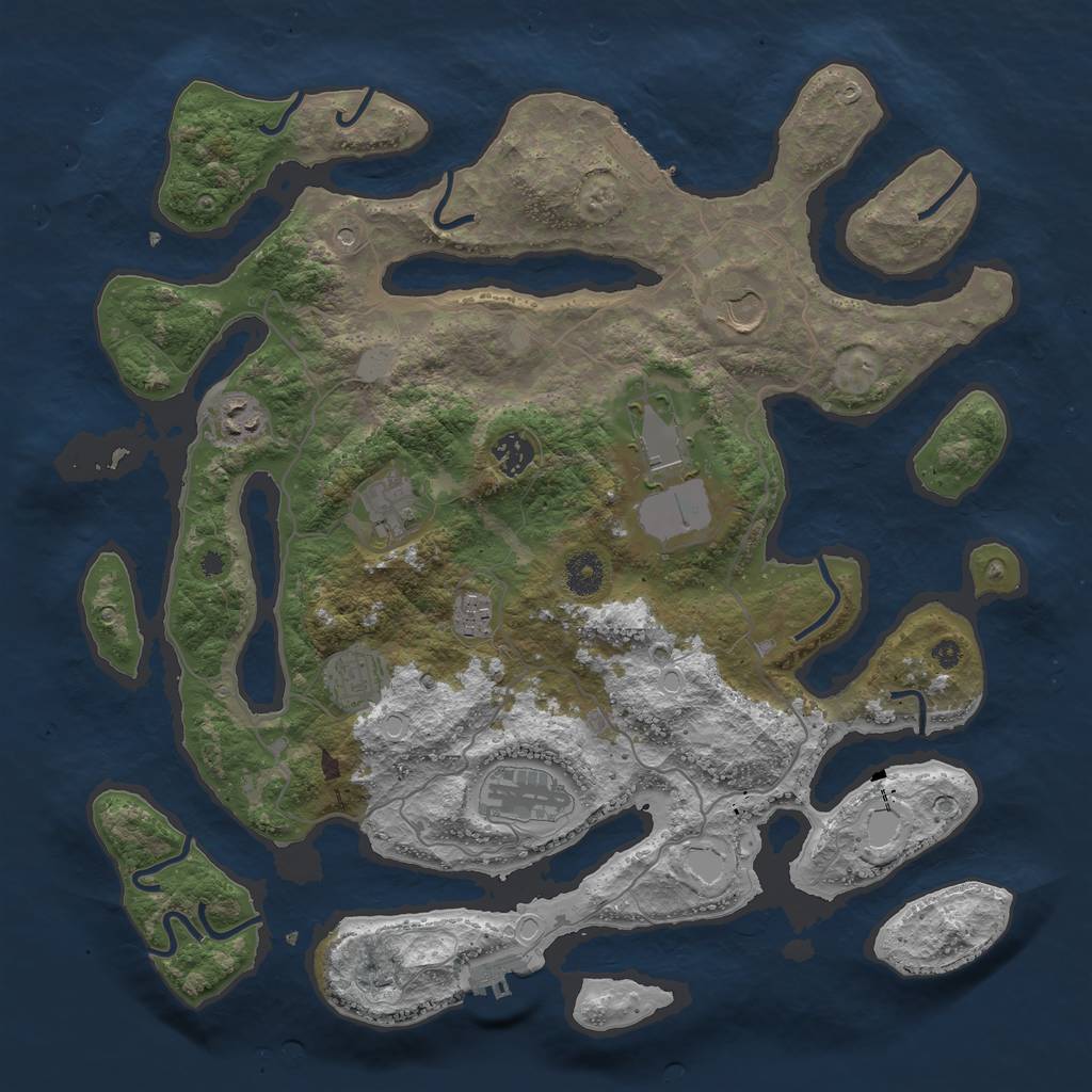 Rust Map: Procedural Map, Size: 4000, Seed: 272323, 16 Monuments