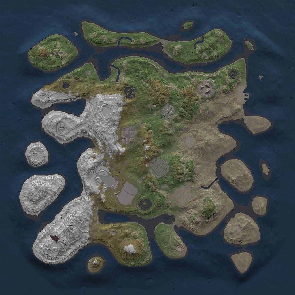 Rust Map: Procedural Map, Size: 3550, Seed: 911048, 14 Monuments