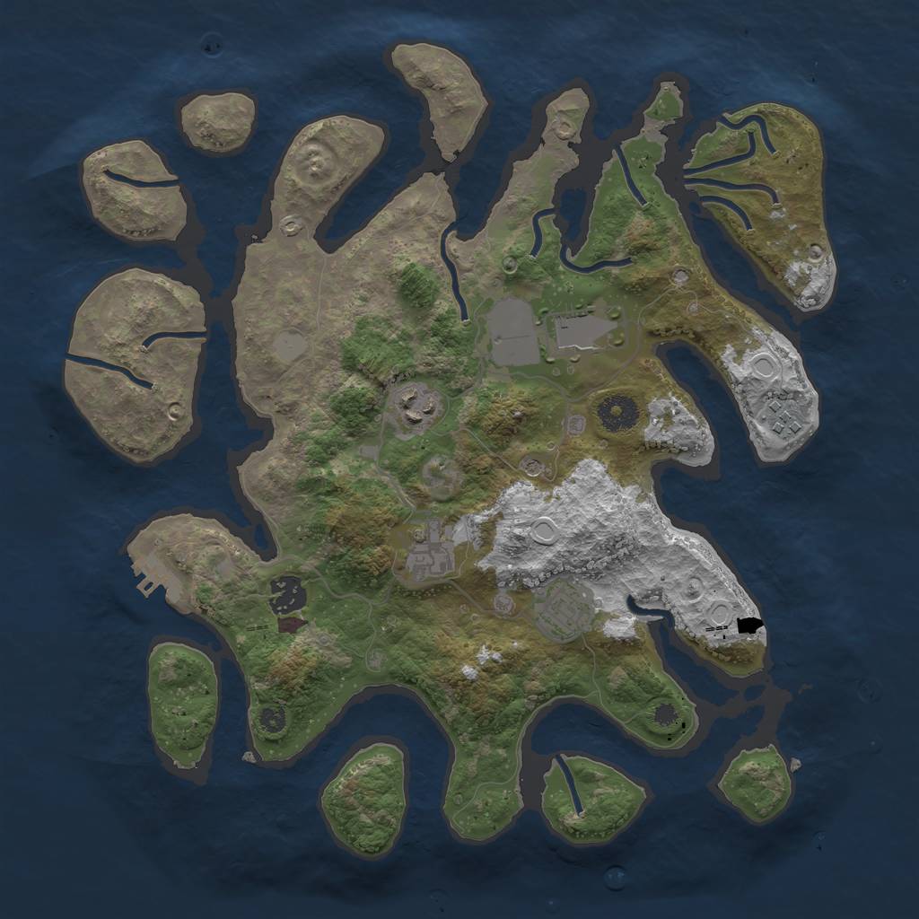 Rust Map: Procedural Map, Size: 3550, Seed: 594624, 13 Monuments