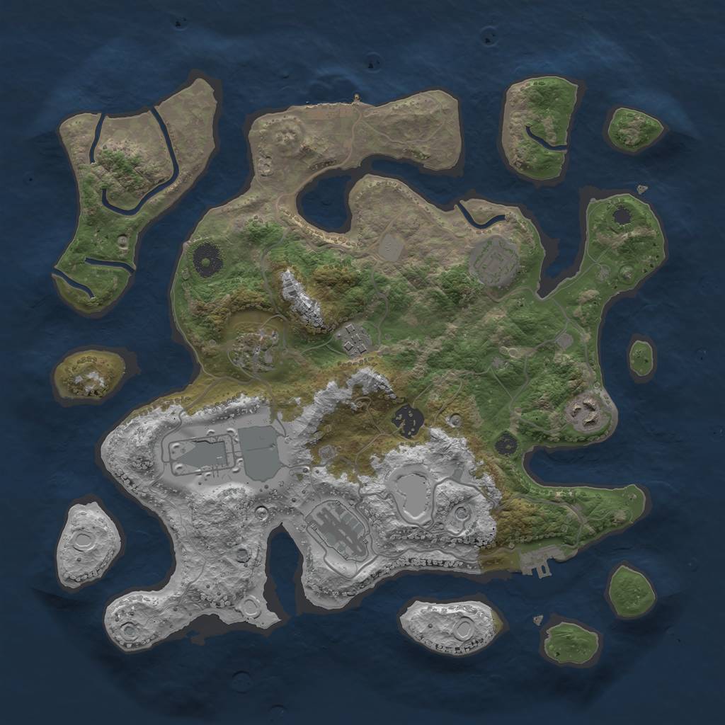 Rust Map: Procedural Map, Size: 3500, Seed: 11471, 15 Monuments