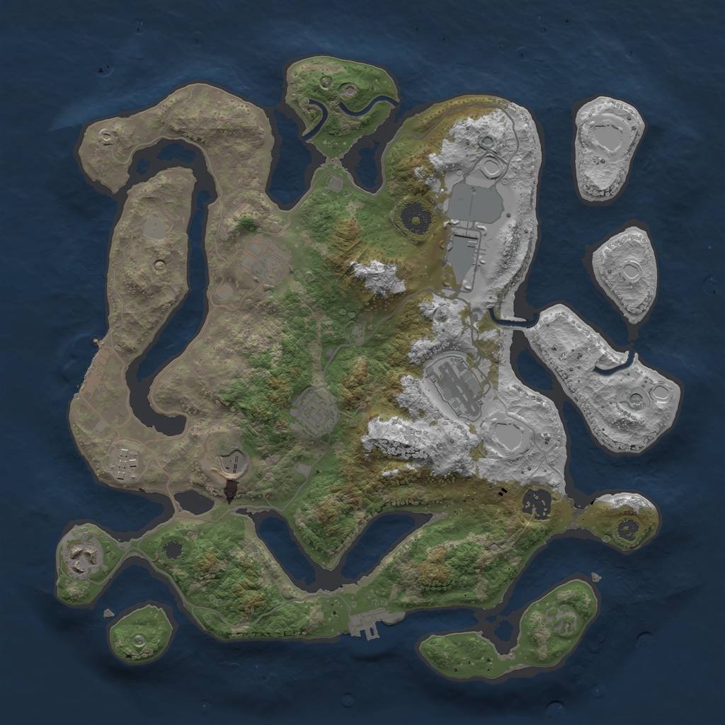 Rust Map: Procedural Map, Size: 3550, Seed: 874613, 16 Monuments