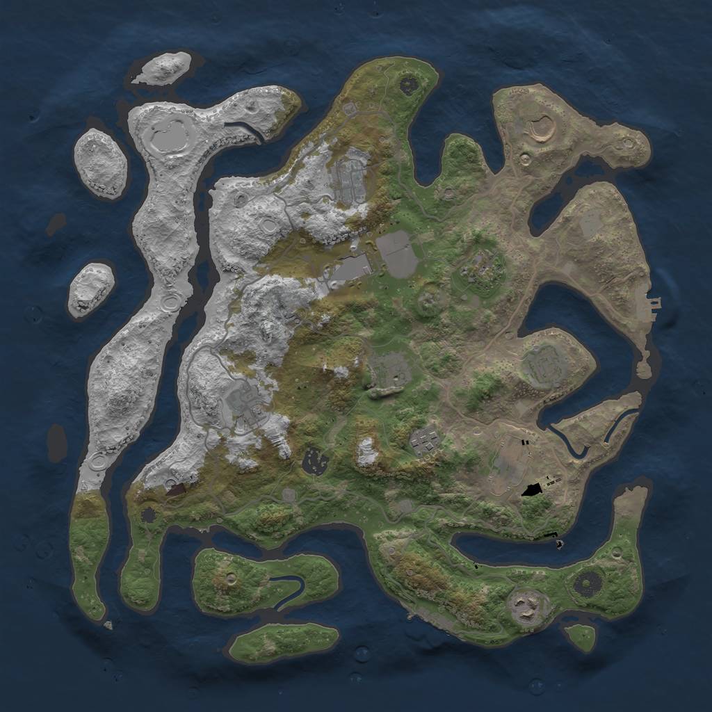 Rust Map: Procedural Map, Size: 4000, Seed: 293561, 19 Monuments