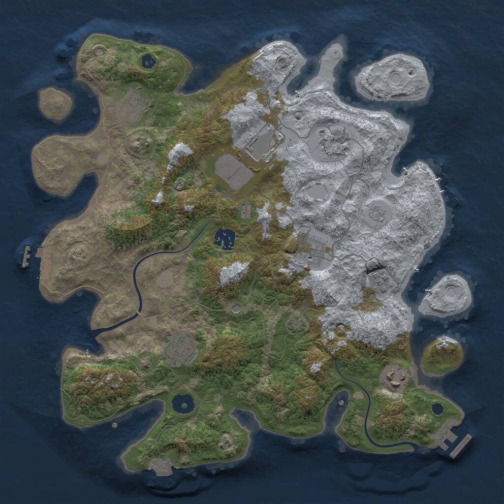 Rust Map: Procedural Map, Size: 3550, Seed: 219721, 14 Monuments