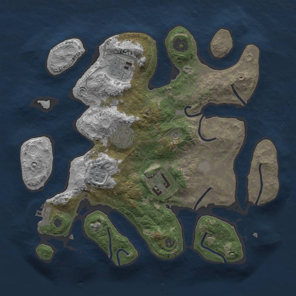 Rust Map: Procedural Map, Size: 3000, Seed: 519515151, 11 Monuments