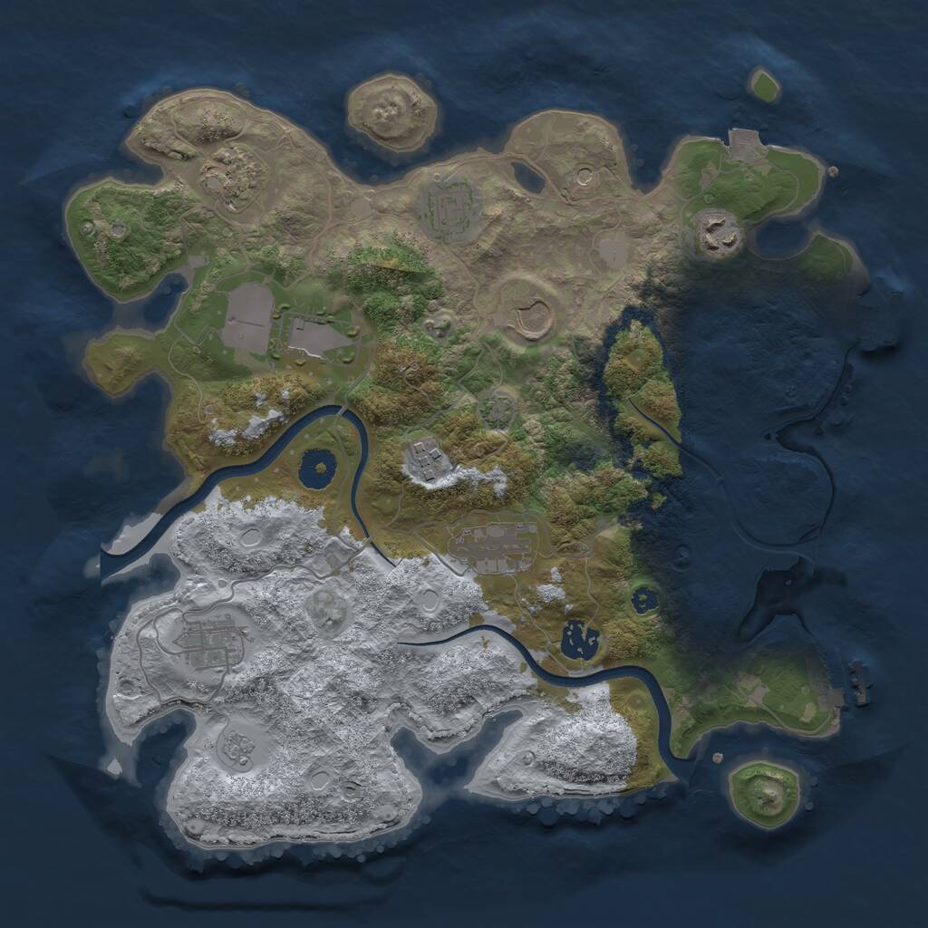 Rust Map: Procedural Map, Size: 3550, Seed: 127804, 15 Monuments