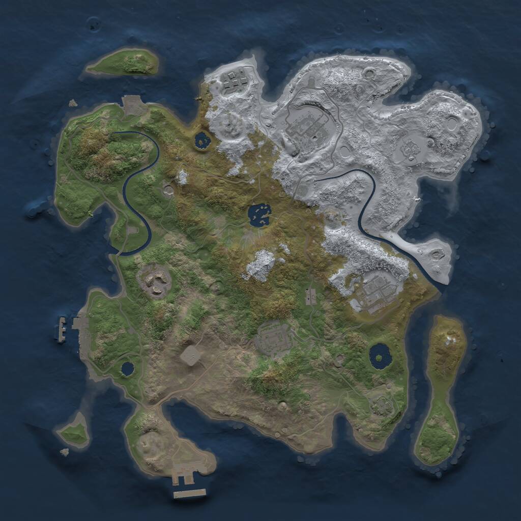 Rust Map: Procedural Map, Size: 3250, Seed: 24, 12 Monuments