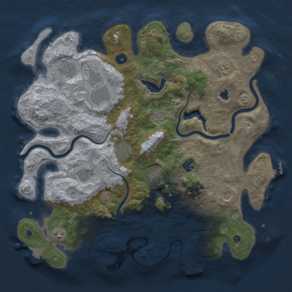 Rust Map: Procedural Map, Size: 4000, Seed: 4727, 16 Monuments
