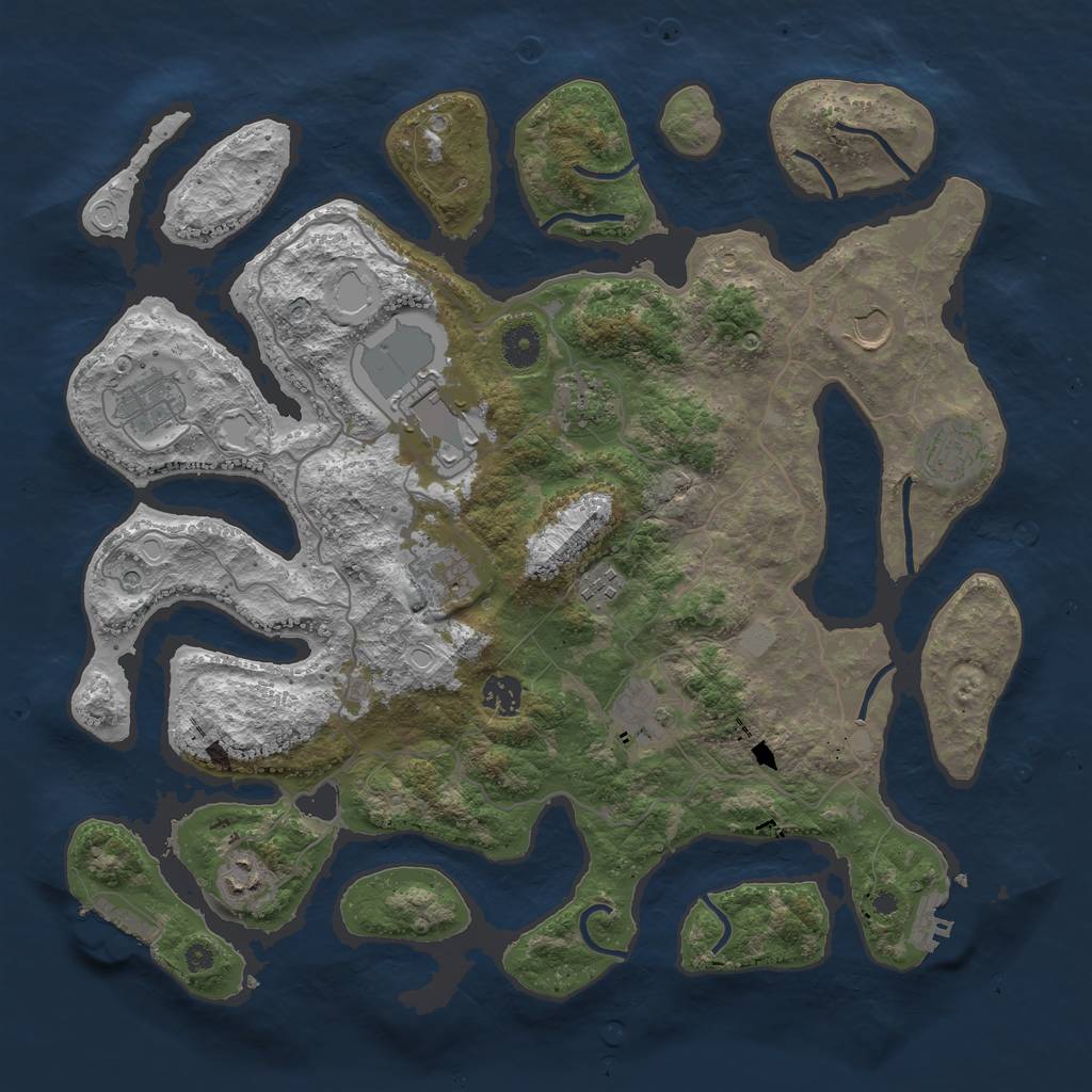 Rust Map: Procedural Map, Size: 4000, Seed: 4727, 18 Monuments