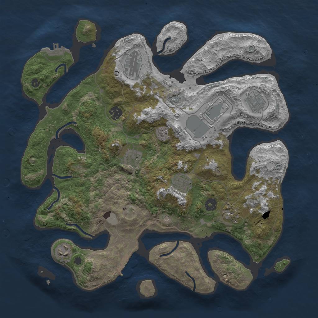 Rust Map: Procedural Map, Size: 3700, Seed: 1989513682, 17 Monuments