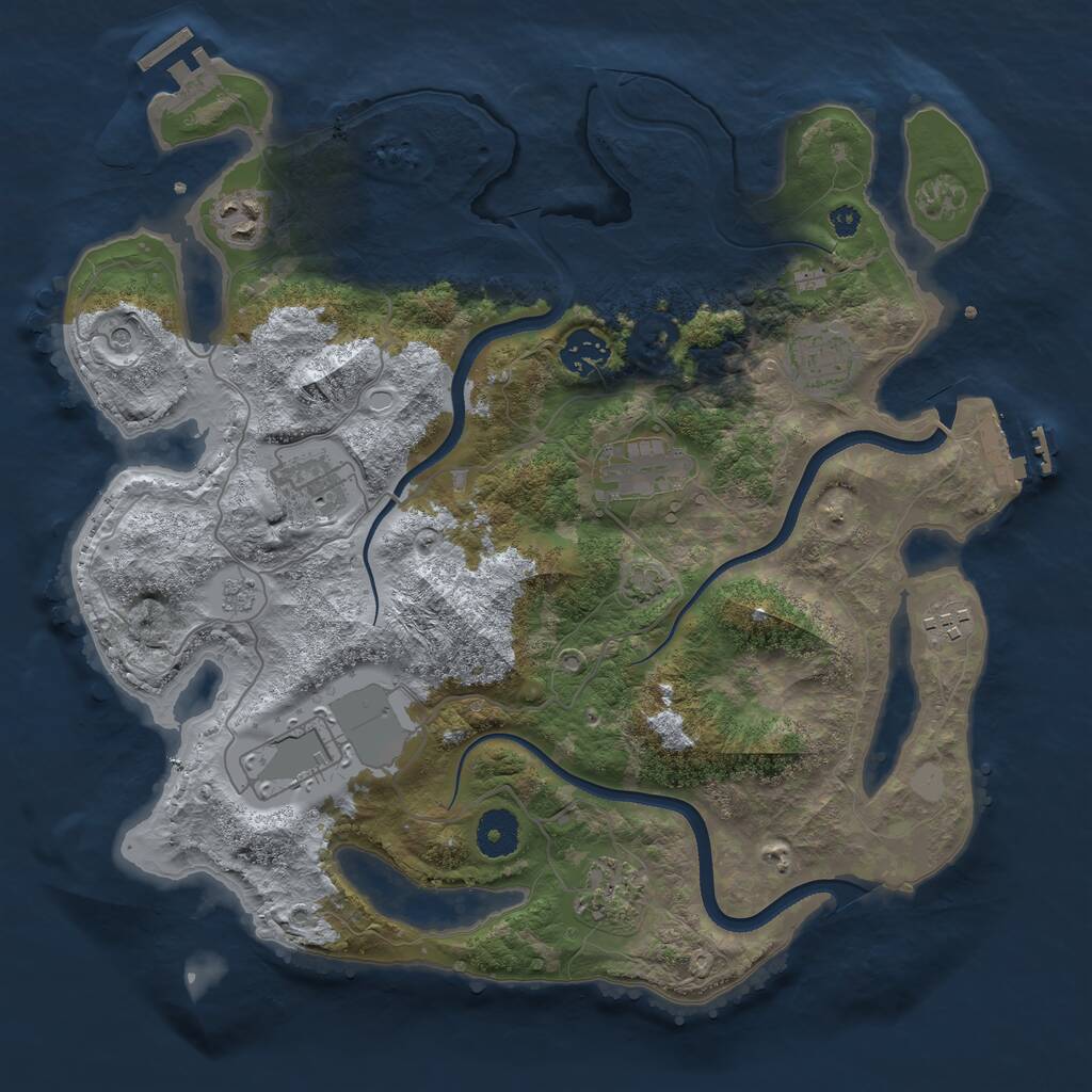 Rust Map: Procedural Map, Size: 3550, Seed: 72646, 14 Monuments