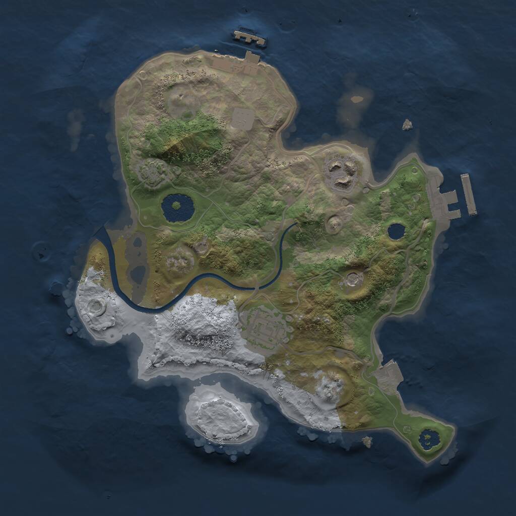 Rust Map: Procedural Map, Size: 2500, Seed: 1628283141, 7 Monuments
