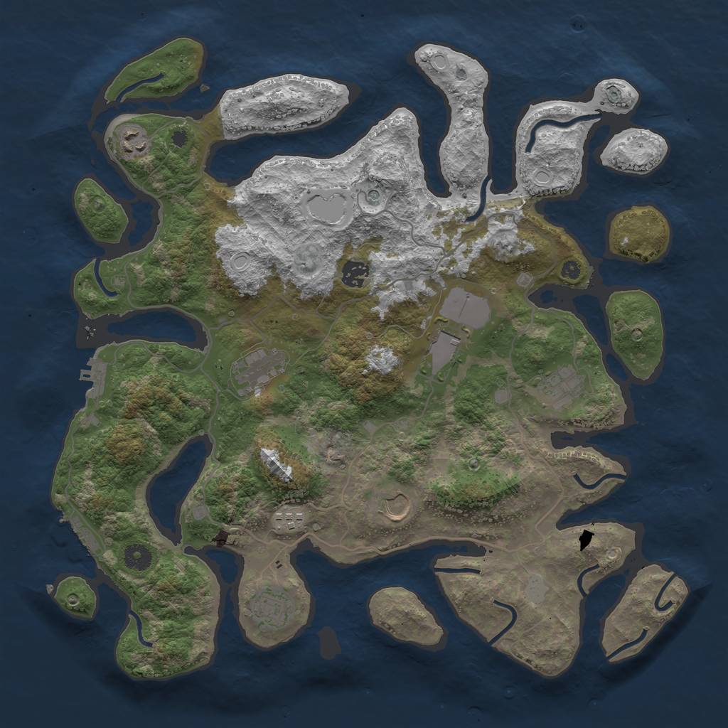 Rust Map: Procedural Map, Size: 4000, Seed: 383883, 16 Monuments