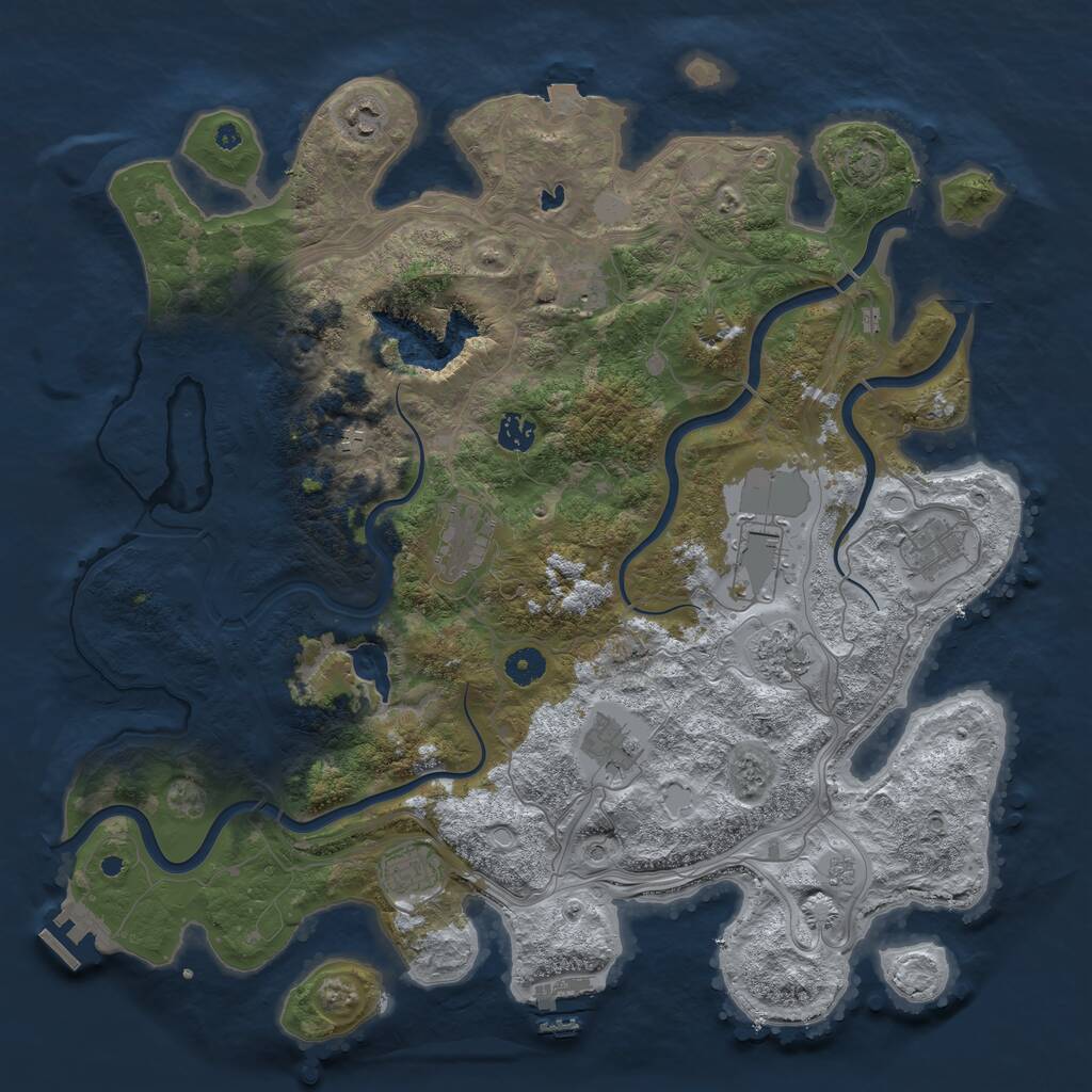 Rust Map: Procedural Map, Size: 4300, Seed: 24586954, 16 Monuments