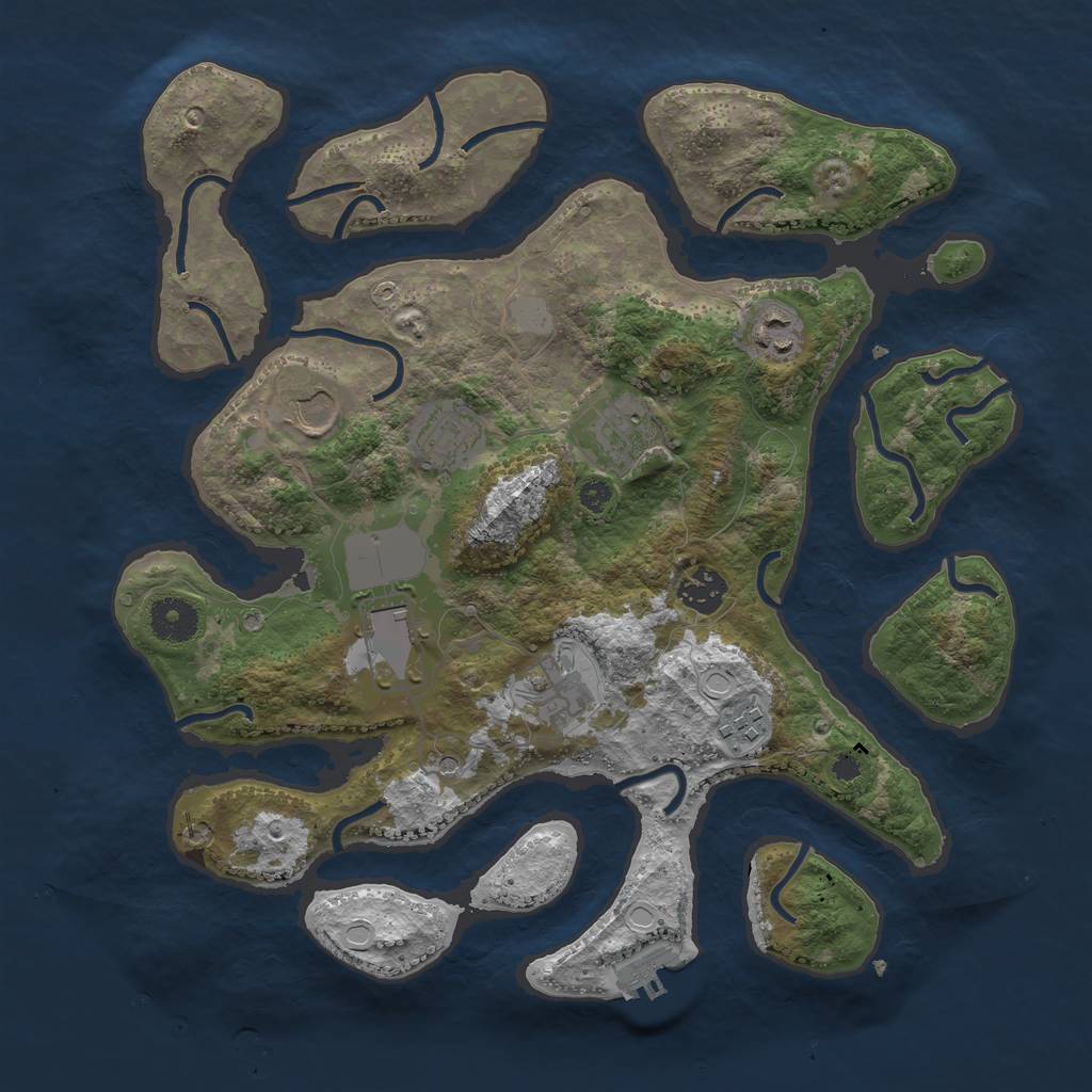 Rust Map: Procedural Map, Size: 3550, Seed: 914960, 15 Monuments