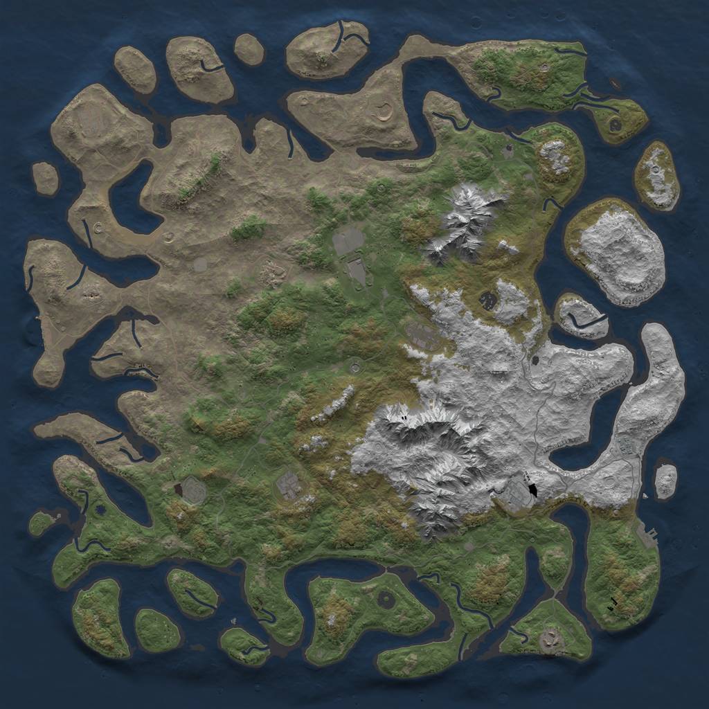 Rust Map: Procedural Map, Size: 6000, Seed: 60667, 19 Monuments