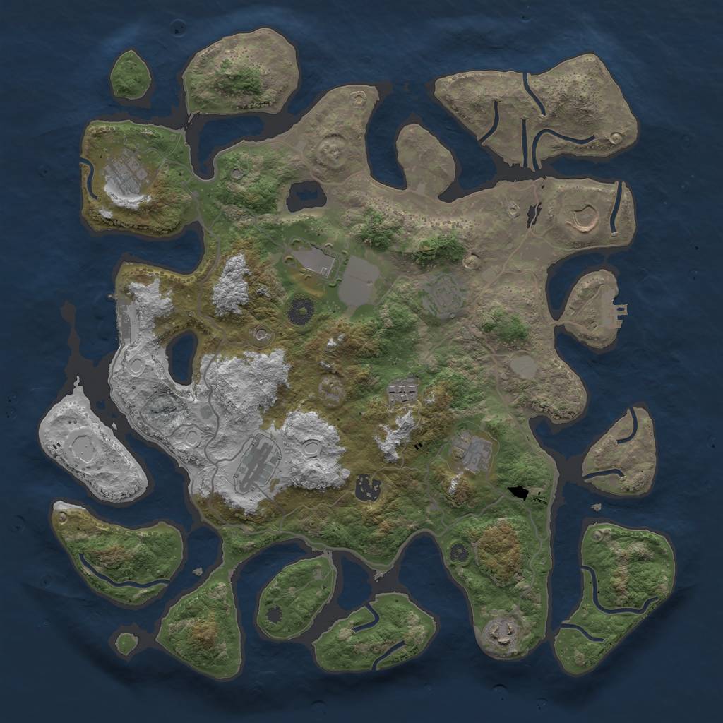 Rust Map: Procedural Map, Size: 4000, Seed: 710831, 17 Monuments