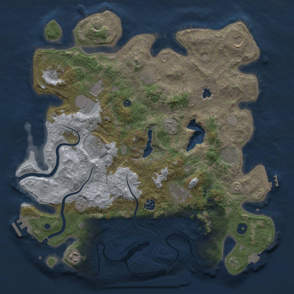 Rust Map: Procedural Map, Size: 4000, Seed: 710831, 16 Monuments