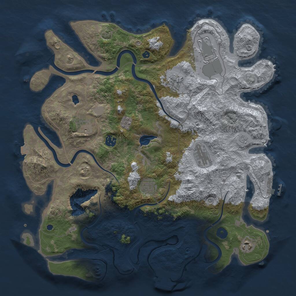 Rust Map: Procedural Map, Size: 4000, Seed: 299846, 14 Monuments