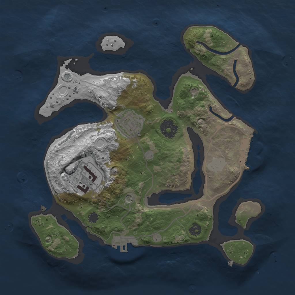 Rust Map: Procedural Map, Size: 2500, Seed: 739645515, 10 Monuments