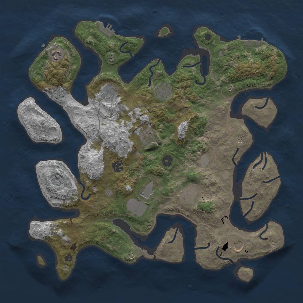 Rust Map: Procedural Map, Size: 4000, Seed: 255081, 17 Monuments