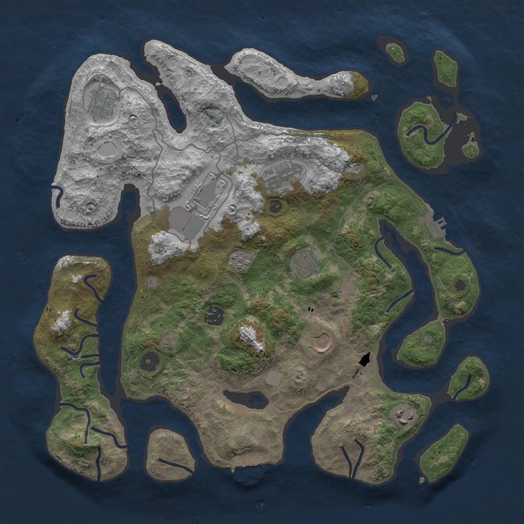 Rust Map: Procedural Map, Size: 4000, Seed: 3237, 16 Monuments