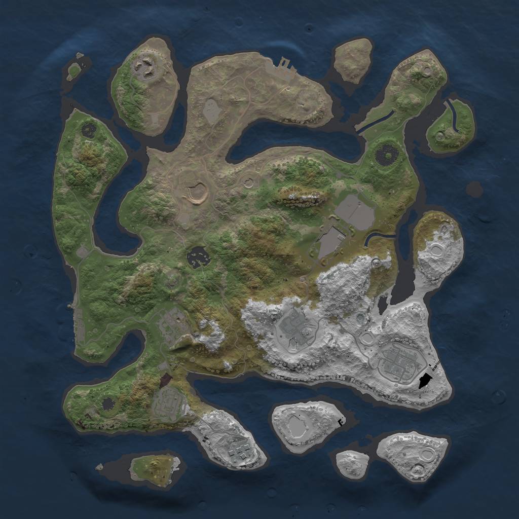 Rust Map: Procedural Map, Size: 3551, Seed: 9153224, 17 Monuments