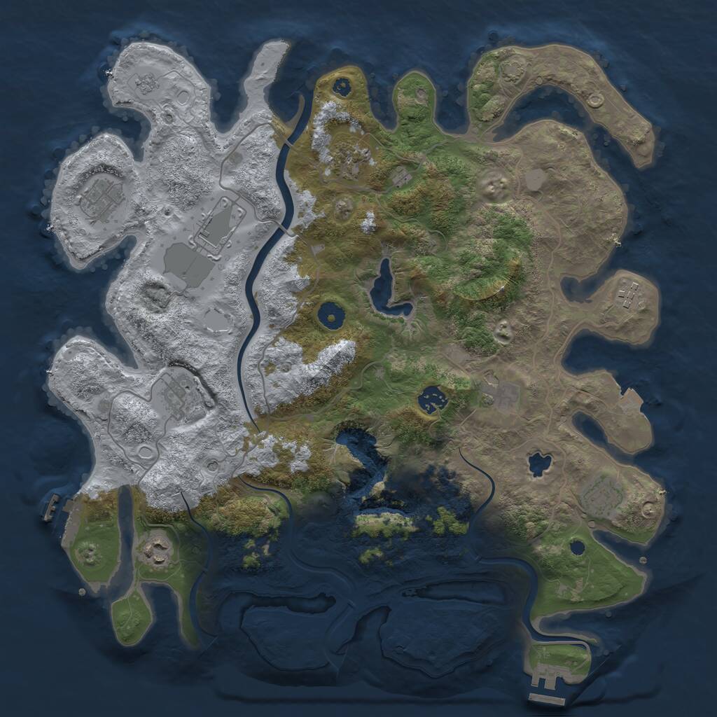 Rust Map: Procedural Map, Size: 4000, Seed: 332230, 15 Monuments